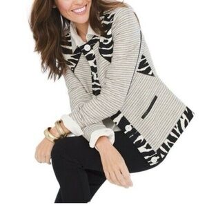 Chico’s‎ BlazerJacket Women Sz L Black Animal Print